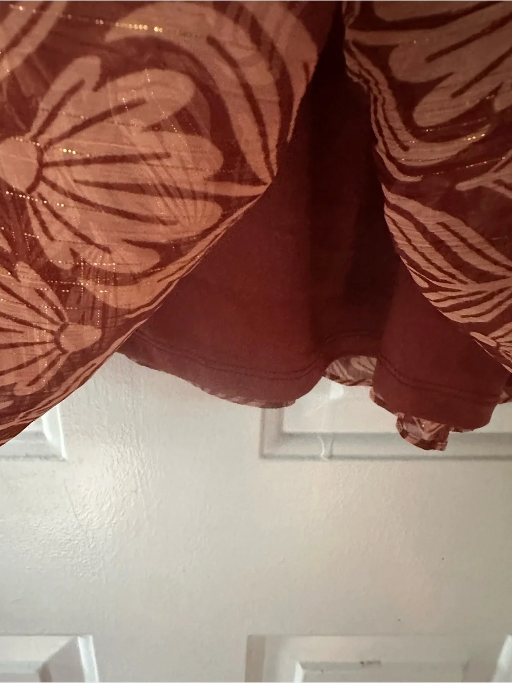 Boho Floral Print Ruffle‎ Tier Skirt Sheer Long Sleeve Dress. Size large.